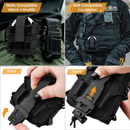 Azarxis Tactical Mini Belt Pouches, Multi-Purpose Small Battery Case Compact Utility EDC Card Slot Holder Waist Bags Military Molle Pack Sundries Storage Pack - color: #02 Black - Style B