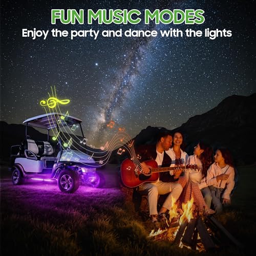10L0L 2PCS Golf Cart Underglow LED Light Kit, Underbody RGB Strip Lights, 24-Mode Neon Accent Lighting, Music Sync, Wireless Remote, IP67 Waterproof, 12V-80V Input for EZGO Yamaha Club Car - style: 2 Pack(Underbody)