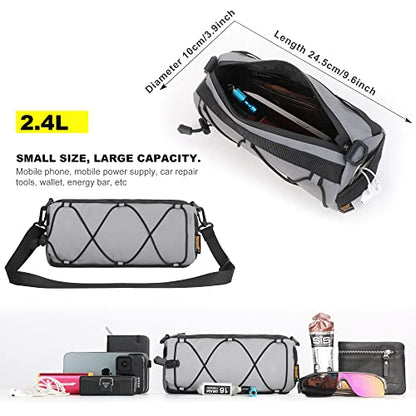 Rhinowalk Bike Handlebar Bag, Bicycle Front Bag Shoulder Bag Storage Bag with Shoulder Strap for Road Mountain Bike Cycling Travel - color: Reflective Grey
