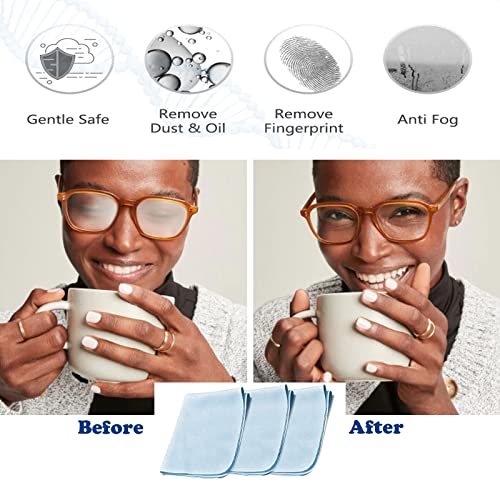 Anti-Fog Eyeglasses Cleaning Cloth, Anti Fog Wipe for Glasses Goggles Motorcycle Helmet Camera Lens, Reusable 500 Times(3 Packs)