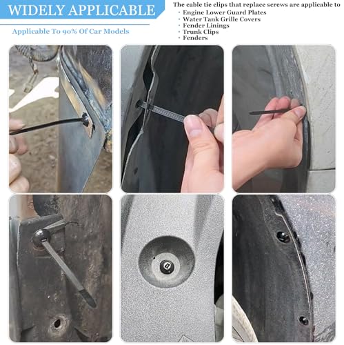 20PCS Universal Nylon Cable Tie Buckle Kit - Heavy Duty Self-Locking Rivets with UV-Resistant Push Mount Clips, Automotive Grade Fasteners for Fender Liners Engine Guards Wiring Organization