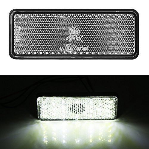 CDQL Motorcycle LED Rear Reflector Tail Brake Light Stop Lamp,Universal Motorcycle Scooter Moped Rectangle LED Reflector Tail Brake Light,Turn Signal Light, For Scooters ATVs(White Shell White Light)
