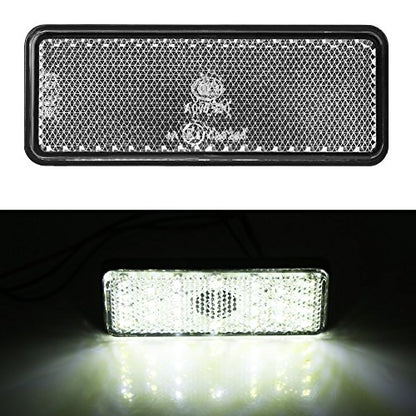 CDQL Motorcycle LED Rear Reflector Tail Brake Light Stop Lamp,Universal Motorcycle Scooter Moped Rectangle LED Reflector Tail Brake Light,Turn Signal Light, For Scooters ATVs(White Shell White Light)