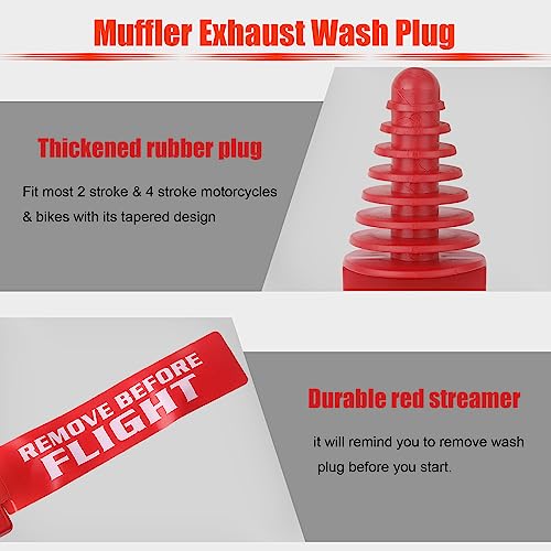Red Muffler Exhaust Wash Plug, 0.8" to 2.2" Rubber Silencer Plug | For washing 2-stroke and 4-stroke motorcycles, dirt bikes, ATVs, quads and go karts - color: Red