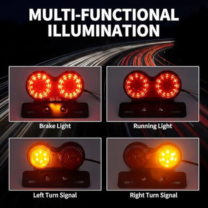 ANKIA 40-LED 40W Motorcycle Tail Light Integrated Running Lamp Brake&Turn Signal Light with License Plate Bracket for Harly Motorcycle Street Bike Cruiser Chopper (Red) - color: Red