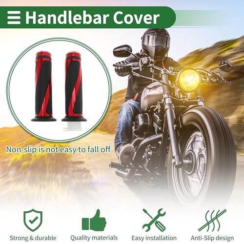 7/8" 22mm 15/16" 24mm Motorcycle Hand Grips Cover Kit Non Slip Aluminum Alloy Rubber Handlebar Grips for Motorcycle Scooter Bicycle ATV Red 1Set - color: Red