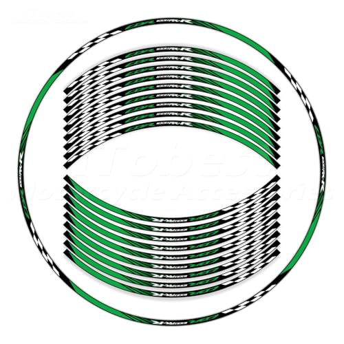 CBR 17 inch Wheel Rim Stickers Decals Tape Compatible with CBR1000RR-R 2004-2025 Motorcycle Reflective Rim Tapes Sticker Stripe (Green) - color: Green