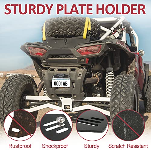 Starknightmt UTV License Plate Holder with Light, Universal Lighted License Plate Mount Bracket Compatible with Polaris Ranger RZR Can Am X3 Defender Cfmoto Zforce Uforce