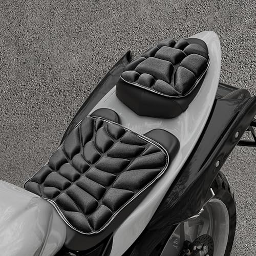 Motorcycle Seat Cushion for Honda Interstate 2010 2011 2012 2013 2014, Breathable Shock Absorption Pad with Non-Slip Particles & Hook, Airflow Grooves for Cooling, Butt Protection