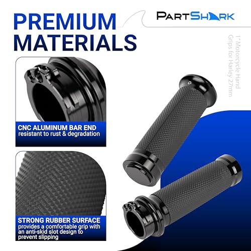 1"/25mm Hand Grips - Compatible with Harley Sportster 883 1200 Honda Yamaha Suzuki Kawasaki Cruiser Motorcycle Bobber Chopper Nonslip Comfortable Durable Throttle Grip Handlebars