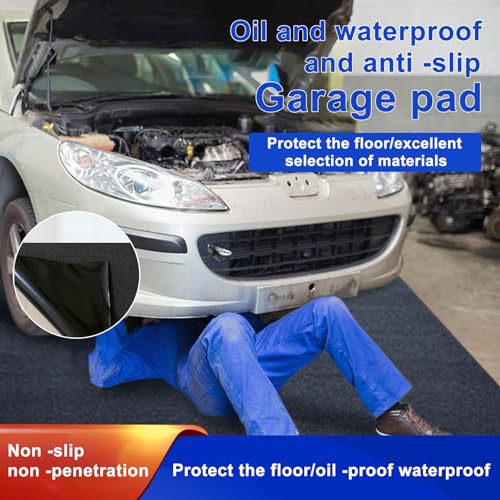 Garage Floor Mat for Under Car, Thickened Garage Flooring Rug, Motorcycle Oil Spill Containment Mat, Absorbent Oil Garage Parking Mats, Non Slip＆Waterproof Backing Extra Large Garage Mat (black)