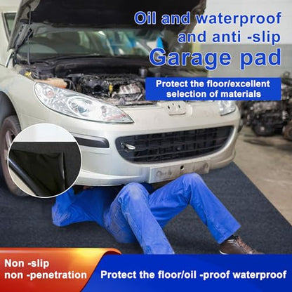 Garage Floor Mat for Under Car, Thickened Garage Flooring Rug, Motorcycle Oil Spill Containment Mat, Absorbent Oil Garage Parking Mats, Non Slip＆Waterproof Backing Extra Large Garage Mat (black)