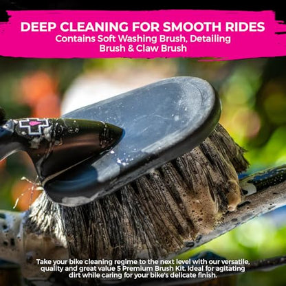 Muc-Off Motorcycle Chain Cleaner + 5x Bike Brush Kit | Motorcycle Chain Degreaser Cleaner with Chain Cleaning Brush Set | Instant Grease Cutting Formula | Easy to Use - size: 3.5 Fl Oz + 5 Brush Set