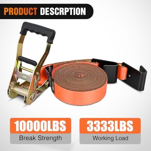 Nilight Flat Hook Ratchet Straps 4 Pack 2 in x 30 Ft Heavy Duty Tie Down Straps 10,000 Lbs Breaking Strength for Truck, Trailers Pickup Orange - color: 4 Pack 2 in x 30 Ft Flat Hook Straps