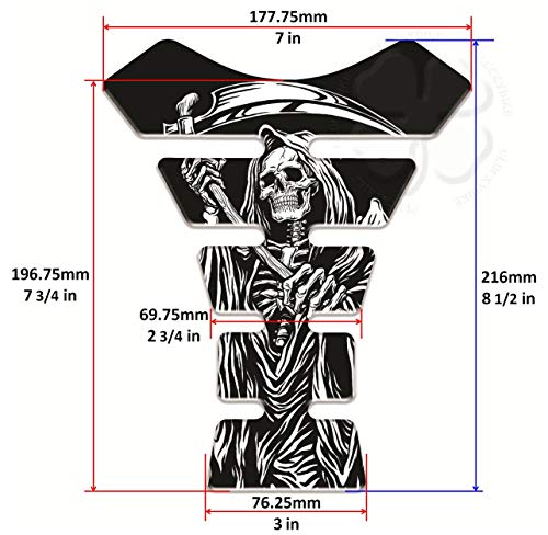 Grim Reaper Segmented Gas Tank Pad Universal Ninja Sticker Protector Scratch - size: Grim Reaper