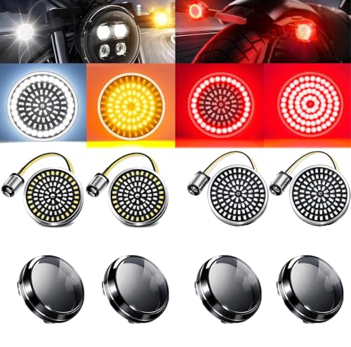 Wisamic 1157 LED Turn Signals Front Rear 81 LED Lights Super Bright 1157 Bulbs Lens Kit - Compatible for Harley Davidson Touring Dyna Softail Sportster Street Glide Road Glide Iron 883 1200 1986-2024