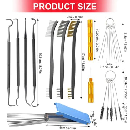 WLLHYF Carburetor Cleaning Kit 10 Cleaning Needles 13 Stainless Steel Wires | Professional Nylon Brushes for Motorcycle Lawnmower ATV Chainsaw Welder Carb Spray