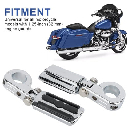 PSLER Motorcycle Highway Pegs-1.25" Motorcycle Highway Crash Bar Foot Pegs Universal for Bike With 1-1/4" Engine Guard Chrome3