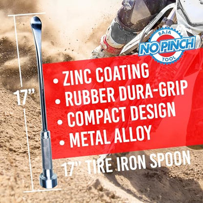 BAJA NO PINCH 17 inch Steel Tire Spoon Lever | Iron Tool Kit |Tire Changing Tool for Enduro | Motocross | Motorcycle | Dirt Bike | Easy-to-Use for Safe & Quick Tire Repair | Dirtbike Tire Spoons - size: 17 Inch Tire Spoon