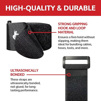 Reusable Cinch Straps 2" x 100" - 4 Pack, Multipurpose Strong Gripping, Quality Hook and Loop Securing Straps (Black) - size: 2" x 100"