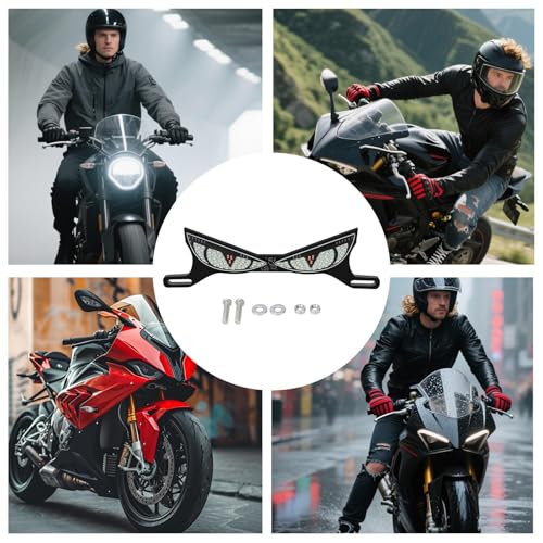 Brake Light Motorcycle, License Plate Eye Lamp, Rear Safety Indicator, Compact Sturdy Construction, Quick Install Feature, Road Travel Protection Tool, Highway Cycling Use 7.48x1.97x0.2 Inches - color: Snake eye lamp - ice blue + red flash