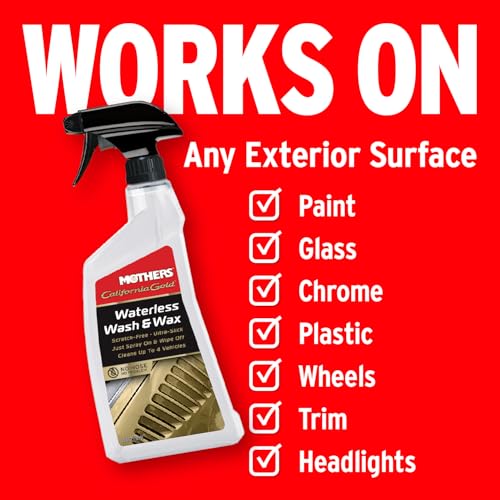 Mothers California Gold Waterless Wash & Wax, 24 oz. — Quick & Easy Car Care Without Water, Spray On & Wipe Off Ultra-Slick Formula Safely Removes Dirt & Grime Scratch-Free (05644) - size: 24 Fl Oz (Pack of 1)