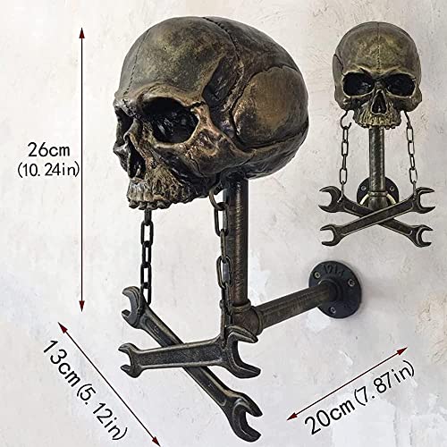 Personalized Cool Wall Mount Motorcycle Skull Helmet Holder, Skull with Beard-Helmet Rack,Removable Resin Crafts Motorcycle Helmet, Hanger for Coats, Bike,Baseballs and Rugby Helmet Caps, - color: C