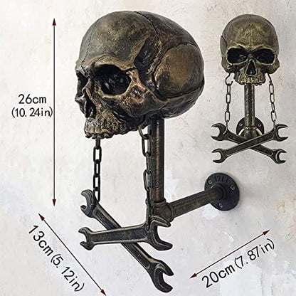 Personalized Cool Wall Mount Motorcycle Skull Helmet Holder, Skull with Beard-Helmet Rack,Removable Resin Crafts Motorcycle Helmet, Hanger for Coats, Bike,Baseballs and Rugby Helmet Caps, - color: C