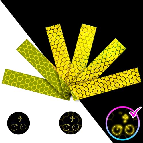 LOOM Reflective Stickers for Helmet | 6pcs Brilliant Flur YLW-grn| Similar to 3M Reflective Tape | Bike Reflectors for Night Riding, Mailbox reflectors | Waterproof hi vis Decals for Car, Trailer - color: Brilliant-fluryellowgreen