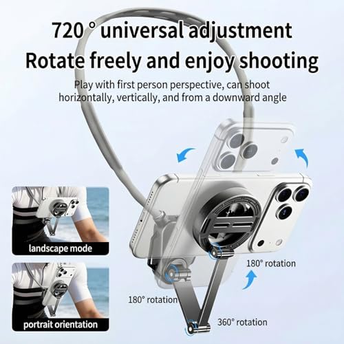 Neck Phone Holder, 2-in-1 Magnetic & Clip-on Phone Neck Holder, Hands-Free Stabilized Shooting, Ideal for Vlogging, Live Streaming, and Video Calls (Neck Phone Holder) - style: Neck Phone Holder