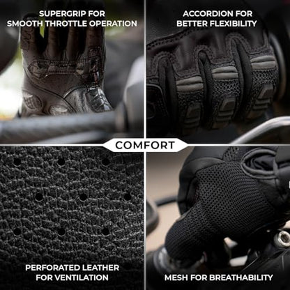ViaTerra Holeshot Pro - Semi Gauntlet Hybrid Riding Gloves |Goatskin Leather |Touchscreen, Knox SPS 303 Palm Protection with Handy Clip Motorcycle Gloves - size: XX-Large
