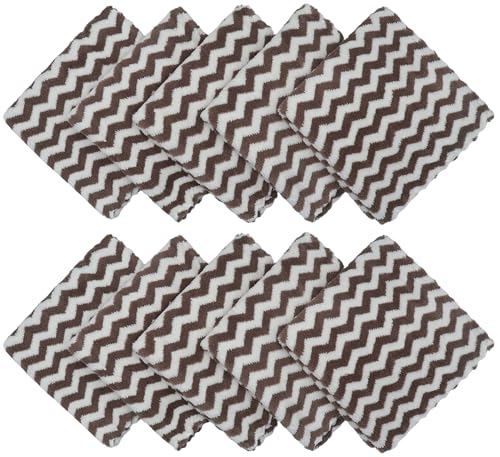 Microfiber Cleaning Cloth, 10 Pack Microfiber Rags,12inx12in, Brown | Lint Free Dish Cleaning Cloths, Fast Drying Dish Rags For Cleaning, Absorbent Washcloths - color: Brown