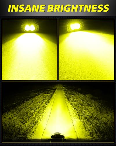 Yellow Flush Mount LED Pods, AKD Part Flood CREE LED Flush Mount Fog Lights 40W Yellow Chase Lights Bumper Driving Backup Reverse Light Pods for Trucks Pickup SUV UTV ATV Snowmobile - color: Yellow Flush