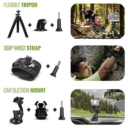DiGiNerds 50-in-1 Action Camera Accessories Kit - Compatible with GoPro Hero 13 to 7, Max, Fusion, Insta360, DJI Osmo, AKASO & More