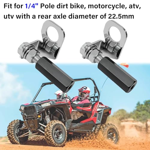 Dirt Bike Flag Mount & 22.5mm Rear Axle Mounting Holder-2 Pack | Black, Includes Quick Release Flag Pole Holder 1/4" Whip Pole, Bracket,Universal for Motocross, UTV, ATV, Motorcycle, Boat - color: Black