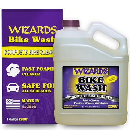 Wizards Bike Wash - Cleaner For Motorcycle Washing Kit - Quick Detailer for Bike Kit with Bug Remover - For Your Motorcycle Accessories and Detail Kit - 1 Gallon - size: 128 fl oz (Pack of 1)
