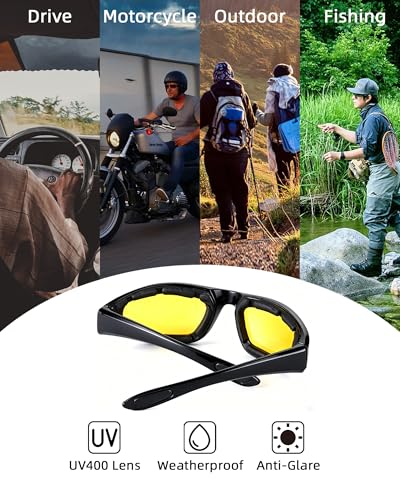 4 Pair Motorcycle Glasses Riding Glasses UV Protection Windproof And Dustproof Motorcycle Foam Cushion Goggles - color: Gray + Yellow + Clear + Pink
