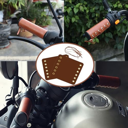 20 Pcs Leather Walking Stick Grip Kit, Leather Handlebar Grips Cover, Motorcycle Grip Covers Wraps for Motorbikes, Bicycles and Canes with 20 Pcs Strap 4.61 x 4.37 Inch