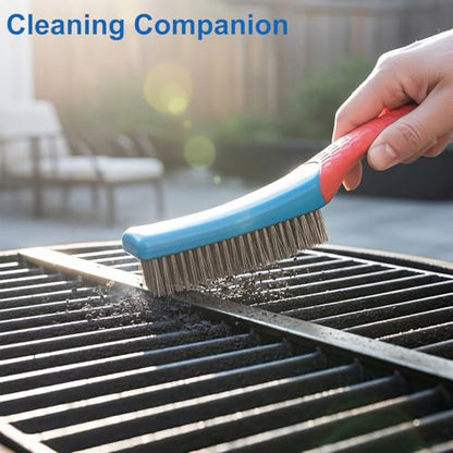 Professional Stainless Steel Wire Brush Set - Heavy Duty Rust & Paint Removal Tool for Grill Cleaning, Metal Surface Preparation with Ergonomic Handle (2Pack)