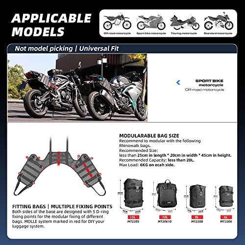 Rhinowalk Motorcycle Saddle Bag/Tail Bag/Seat Bag Universal Saddle Bag Mounting Base - color: Black, size: Rear seat double saddle