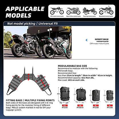 Rhinowalk Motorcycle Saddle Bag/Tail Bag/Seat Bag Universal Saddle Bag Mounting Base - color: Black, size: Rear seat double saddle