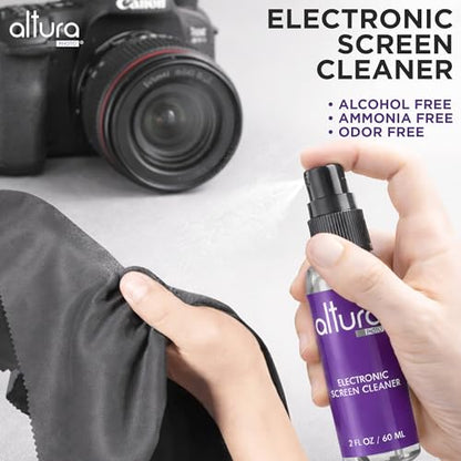 Altura Photo Camera Cleaning Kit - Lens Cleaner Spray, Brush, Pen, Blower, Microfiber Cleaning Cloths, Tissue Wipes for Canon Nikon Sony Fuji Olympus Pentax Sigma Tamron DSLR & Mirrorless Cameras - style: w/ 2 oz. Altura Photo Cleaning Solution