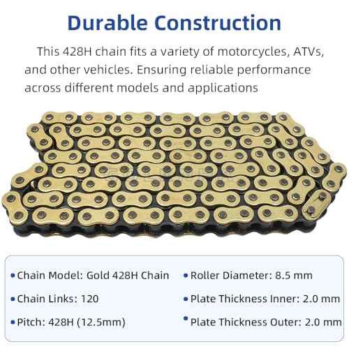 428H Drive Chain 120 Link with 6pcs Connecting Master Link Motorcycle Bicycle Go Kart Mini Trail Bike - size: 120 Link