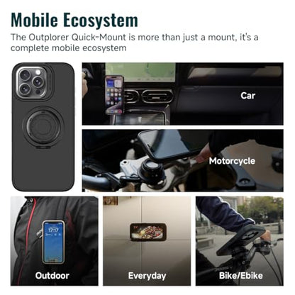 Quick Launch Magnetic Motorcycle Phone Mount, Anti-Vibration Handlebar Bracket with Secure Lock for Bike Scooter Moto MTB, 360° Blind Installation for Phones (QM01-Motorcycle-Basic) - style: QM01