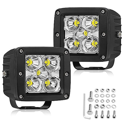 LED Pods, RFROAD LIGHTING 2pcs 3" 100W Super Bright LED Driving Lights LED Cube Lights Spot Square Work Lights for Truck Offroad ATV UTV SUV Car Boat - size: 3 Inch White Spot Light
