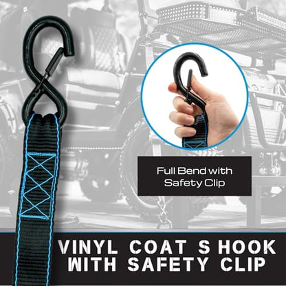 Tie Down 1.5 inch x 8 ft Black Heavy Duty Ratchet Strap, 2-Pack Kit - 5208 lbs. Breaking Load Limit - color: Black, size: 2-Pack