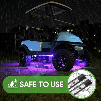 10L0L 2PCS Golf Cart Underglow LED Light Kit, Underbody RGB Strip Lights, 24-Mode Neon Accent Lighting, Music Sync, Wireless Remote, IP67 Waterproof, 12V-80V Input for EZGO Yamaha Club Car - style: 2 Pack(Underbody)