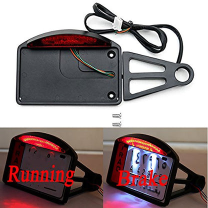 Motorcycle LED License Plate Mount Holder bracket with Tail Light Brake lights for harley Bobber Chopper - color: Black#1
