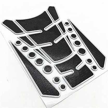 1 Set Silver Universal 3D Motorcycle Gas Tank Sticker, Fuel Tank Protector Decal Pad Self-adhesive and Waterproof - color: Silver