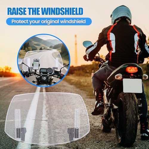 Motorcycle Windshield Extension Universal Heightened Clip On Wind Deflector 29.5*17.5cm ABS Windscreen Extender Spoiler Suitable for motorcycles with front windshields